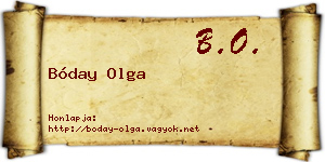 Bóday Olga névjegykártya